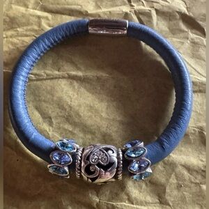 Brighton Leather Bracelet With Swarovski Crystals Perfect Condition!